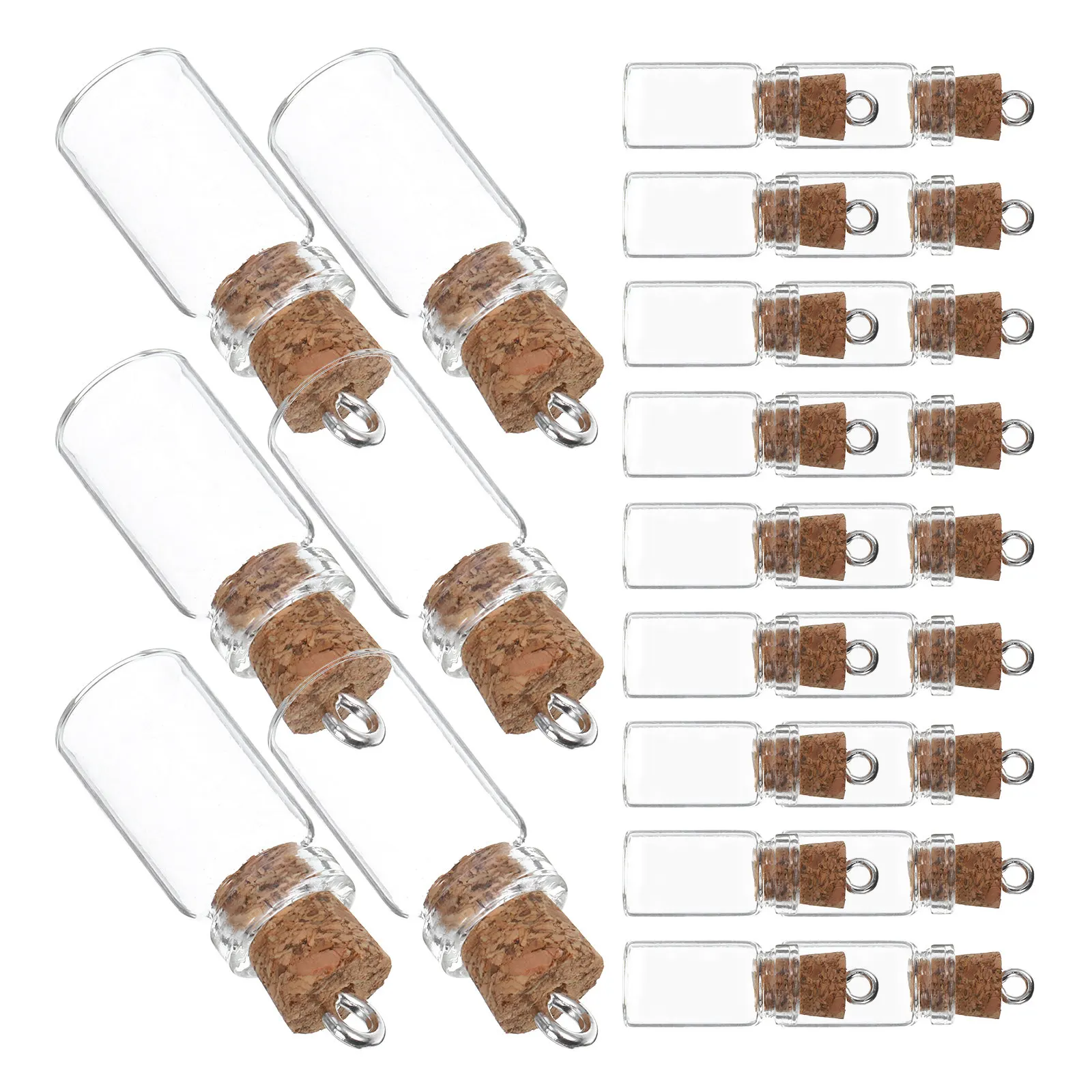24Pcs Mini Cork Glass Bottles for Wishes Perfume Sand Paper Decorative Display Storage Small Glass Jars with Stoppers Handmade