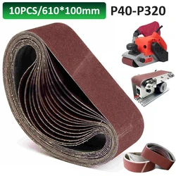 10PCS 610*100mm Sanding Belts 40-320 Grits Sandpaper Abrasive Bands For Sander Power Rotary Tools Accessories  Wood Metal Polish