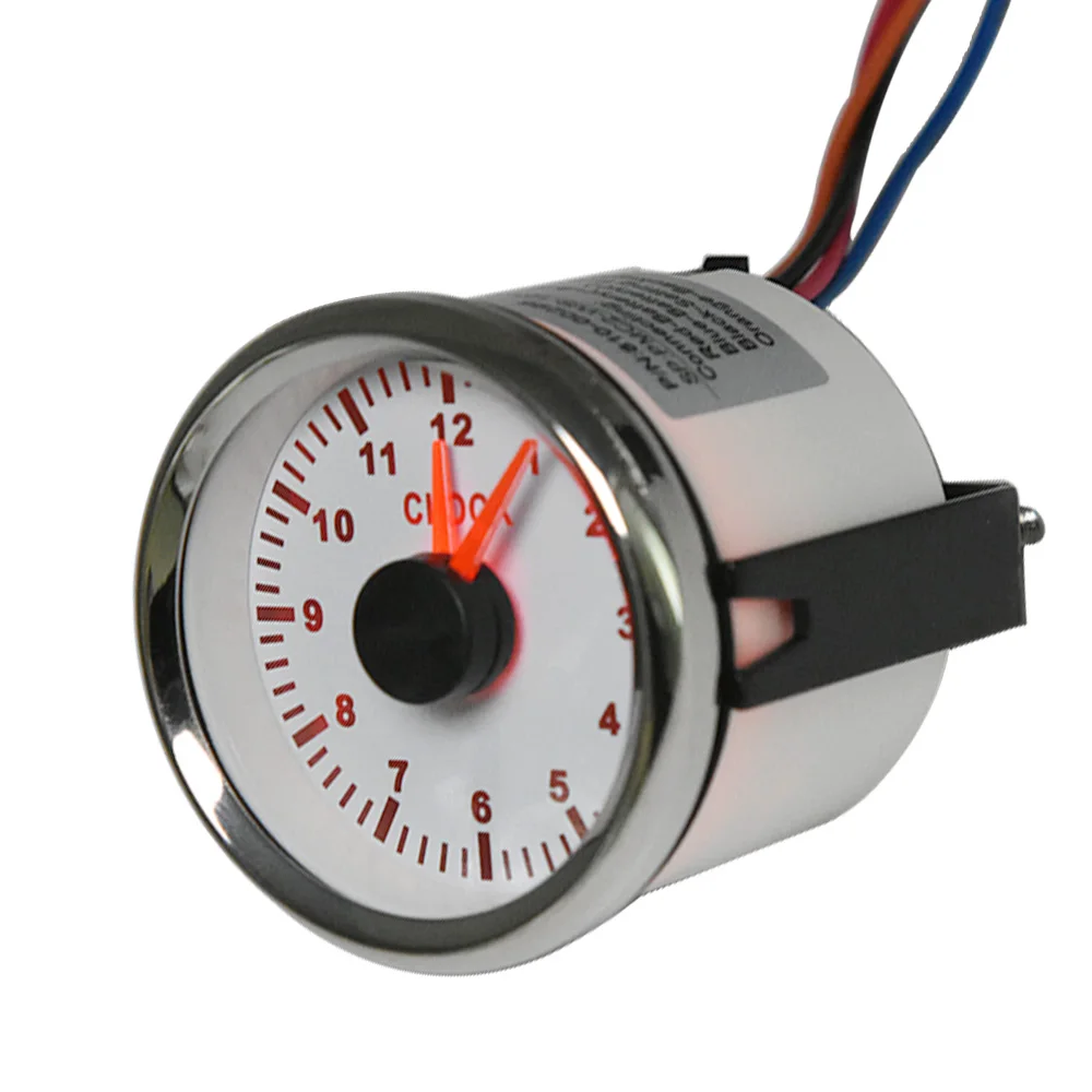 Indicatore dell'orologio puntatore da 52mm 12 ore con retroilluminazione rossa 12 ore contaore orologio per 12V 24V indicatori per auto orologio per camion Yacht da barca