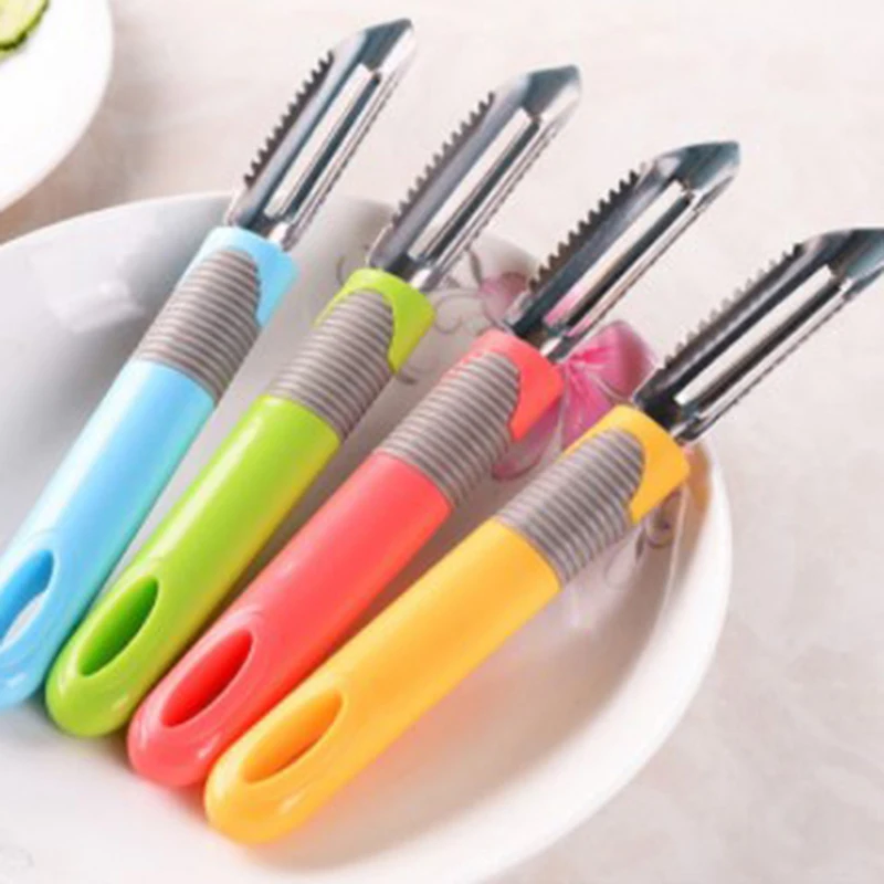 1 Random Color Creative Fruit Vegetable Peeler Kitchen Multi-function Apple Scraping Fruit Vegetable Paring Knife Fruit Tools