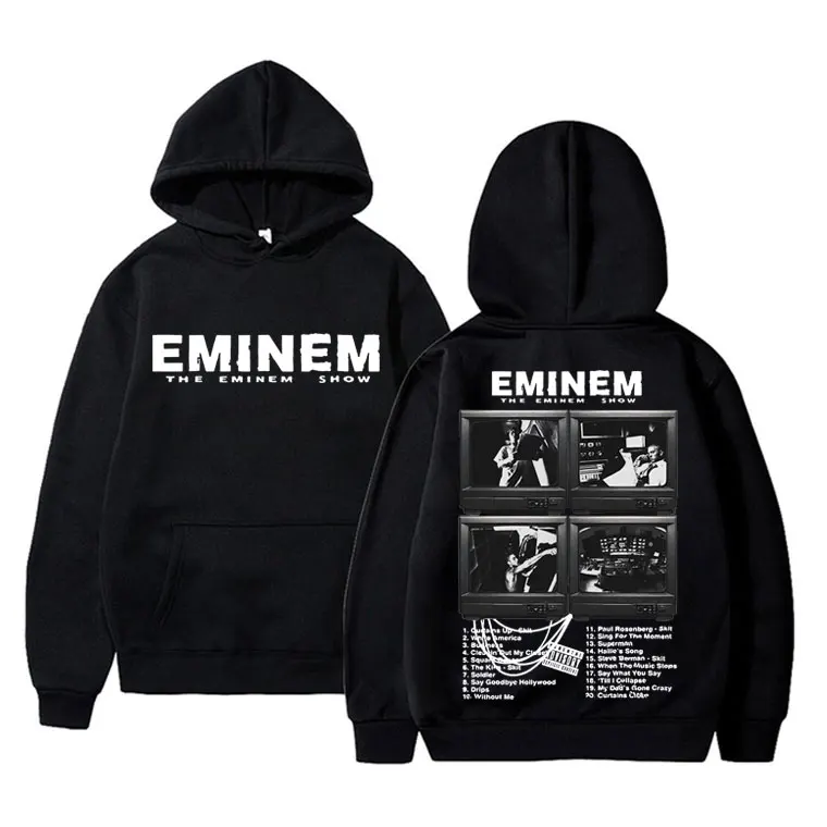 

Rapper Eminem World Tour Print Hoodie Male Hip Hop Vintage Oversized Hoodies Man Streetwear Men Fleece Cotton Hooded Sweatshirt