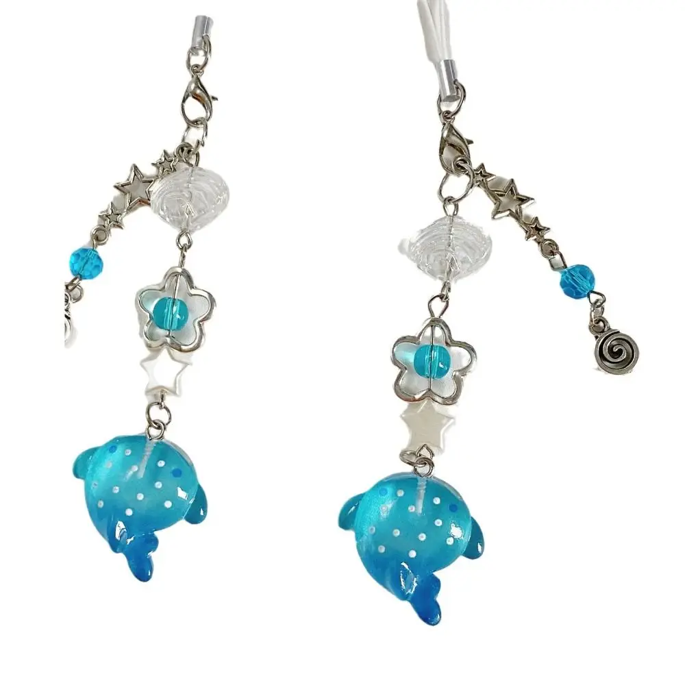 

Ocean Theme Mobile Phone Chain Marine Animal Beaded Keyring Shark Phone Charm Y2k Unique Cellphone Strap Phone Lanyard
