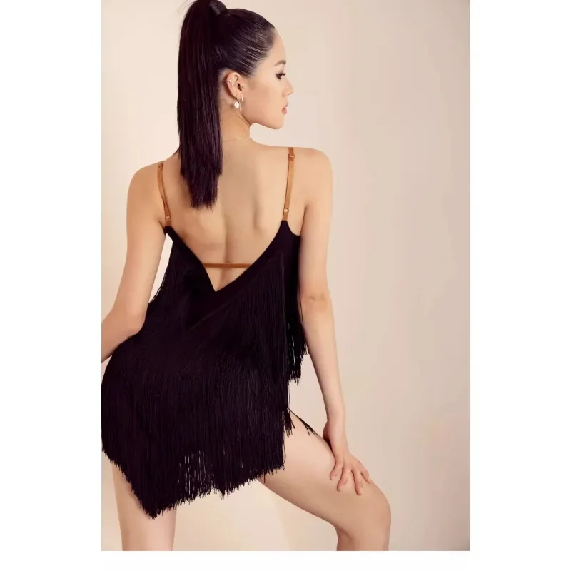 YES Latin dance practice suit dance skirt dance suit high-end female adult summer suspender fringed dress YD333