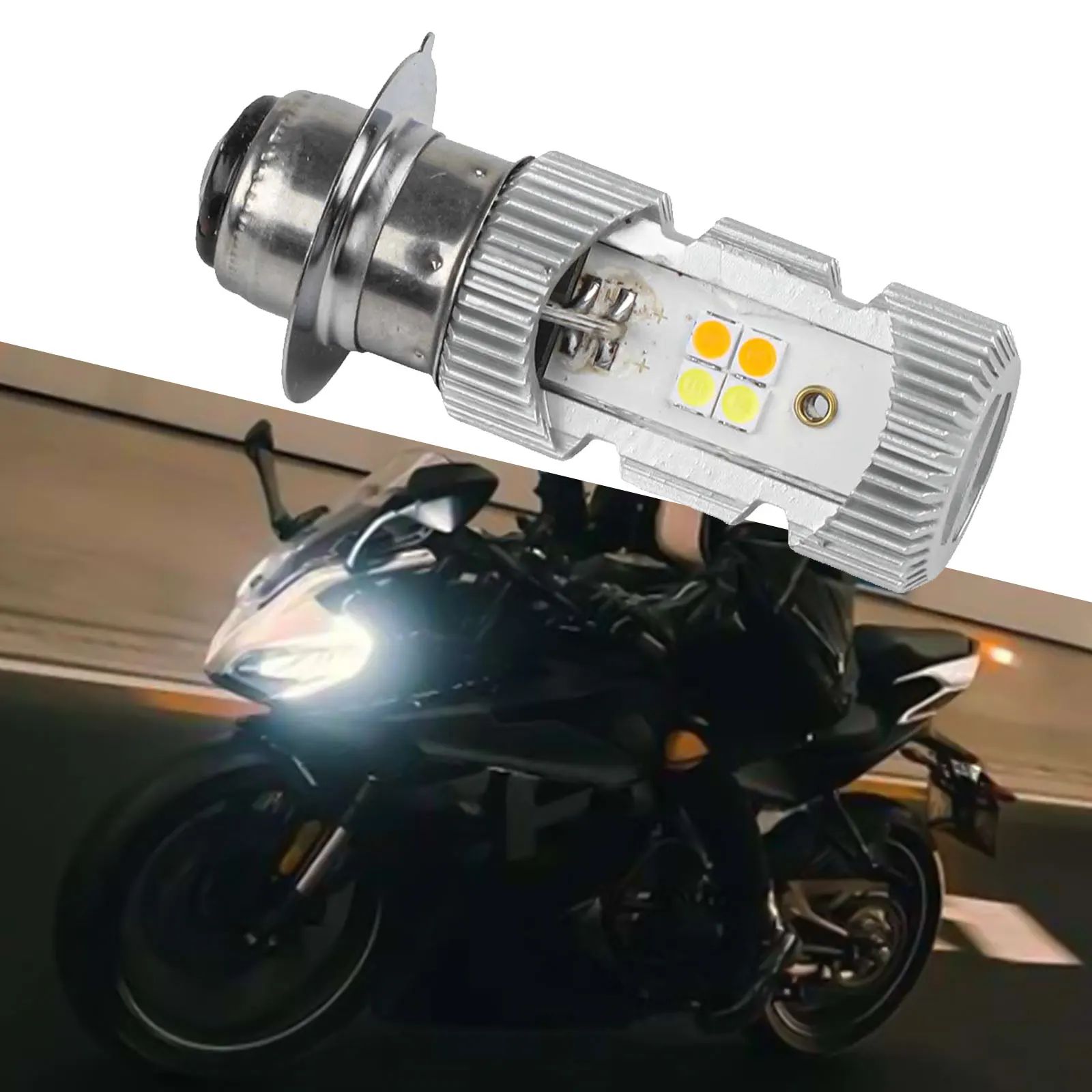 P15D Bulb Motorcycle Headlight Long Service Life 50000 Hours Optimal Heat Dissipation Waterproof Grade IP67 On-Road Riding