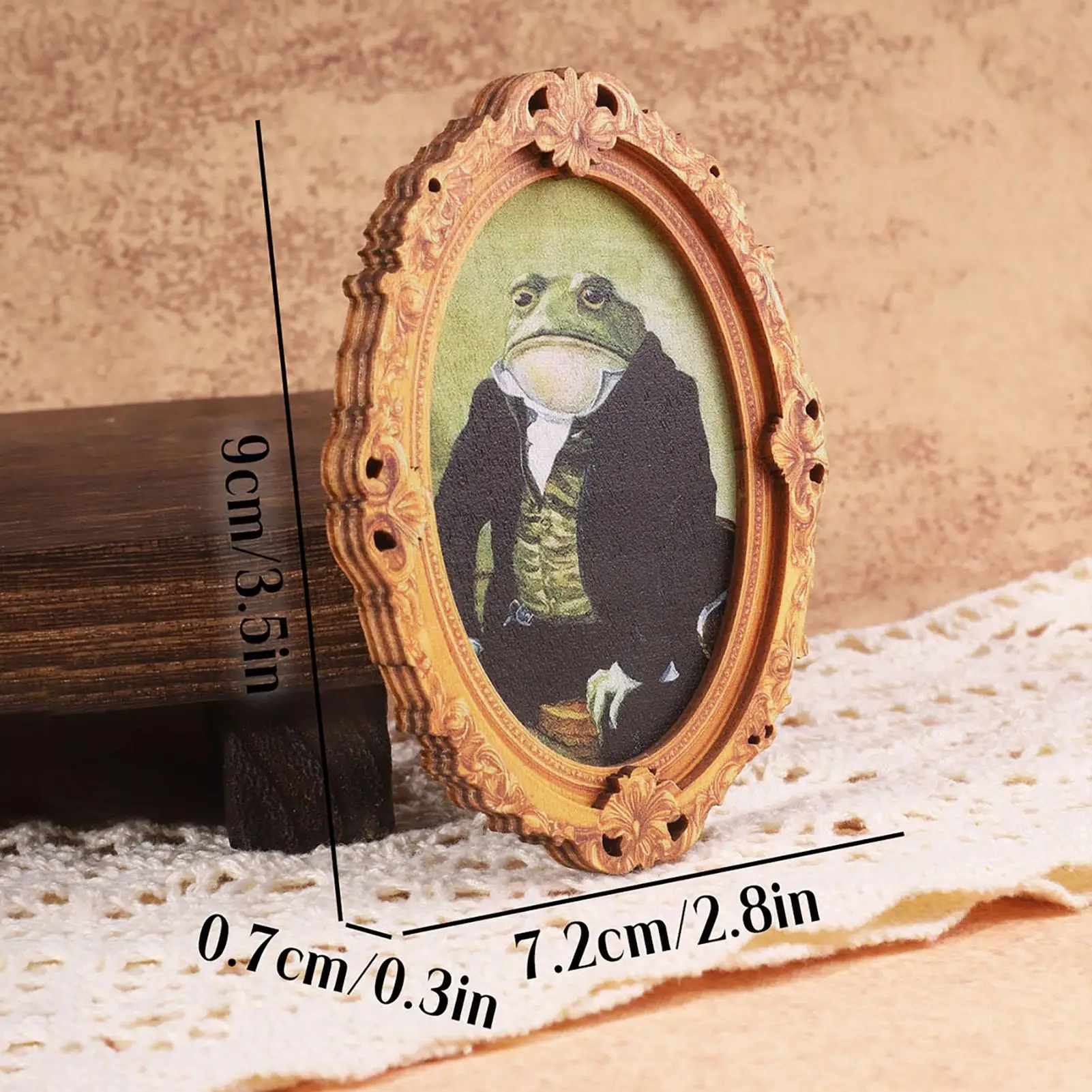 Lustiger Frosch-Magnet, Retro-Holz, ovaler Rahmen, Kühlschrank-Dekoration, Kühlschrankaufkleber, Schrank, Schließfach, magnetische Aufkleber, kreatives Geschenk – Detail 7