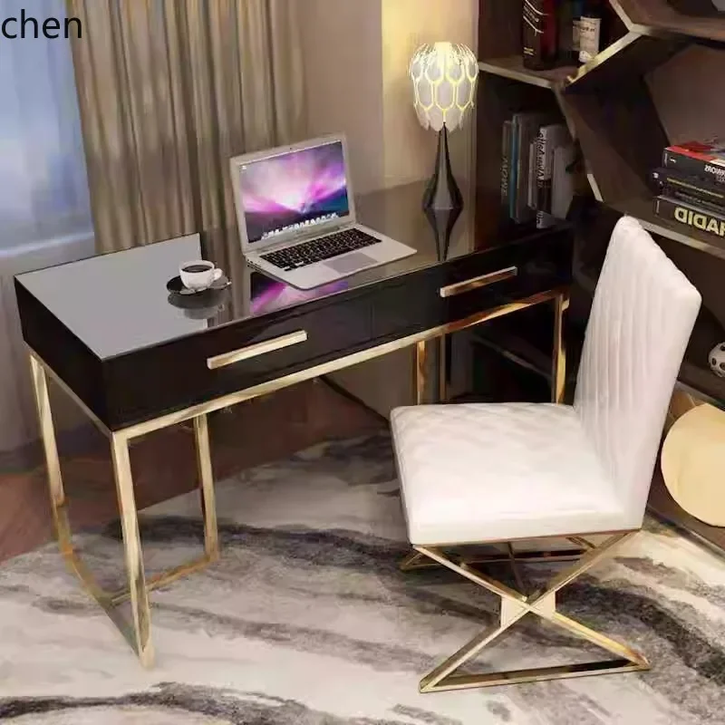 y9.1-  Light Luxury Computer Desk Bookshelf Hotel Engineering Desk Two-tone