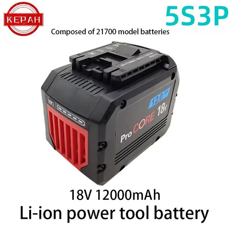 

18V 12Ah Rechargeable Battery, for cordless tools lpega BAT609 BAT618 GBA18V80 21700 high power 5C power cell