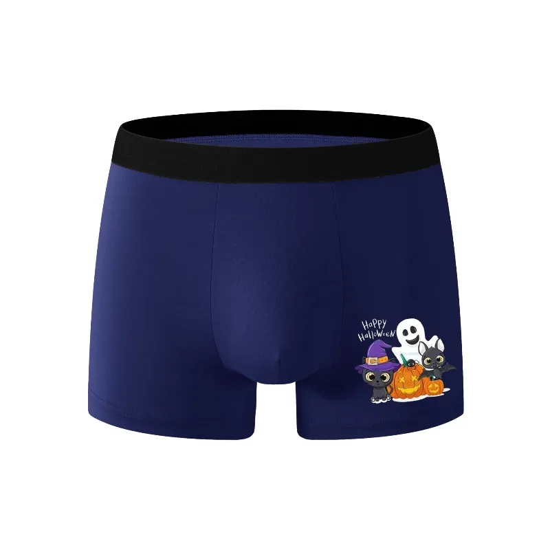 صيف 2025 جديد ملابس داخلية للرجال مريحة بسيطة هالوين اليقطين وجه مبتسم قريبة سراويل بوكسر الرجال يجب تجف بسرعة