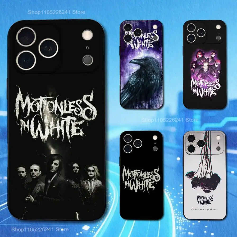 باند M-Motionless باللون الأبيض لهاتف iPhone 13,16,11,14,17,12,15,Plus,Pro Max,XS,X,XR,SE,Mini,8,7,Phone Case Soft Silicone Black