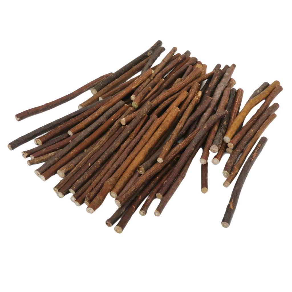 iDeal 100pcs Boxwood Natural Wood Stick Branch for DIY Art Craft Decor Pet Mouse Rabbit Snacks Tree Branch Chew Play Toy