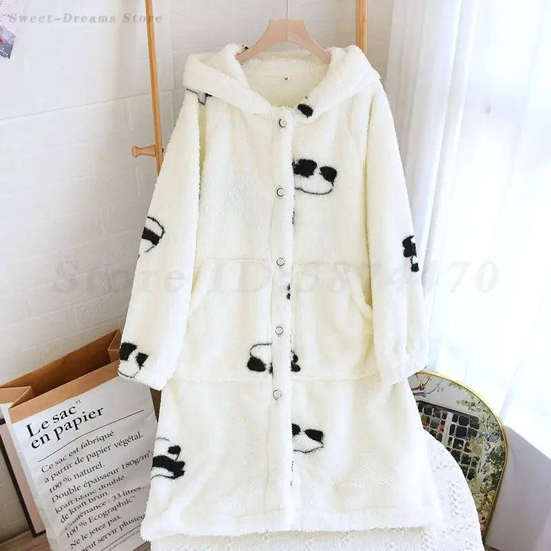 

Осень-зима, новая ночная рубашка, одежда для сна, утепленный коралловый флис, длинный халат, ночная рубашка, халат с капюшоном, свободная повседневная фланелевая одежда для отдыха