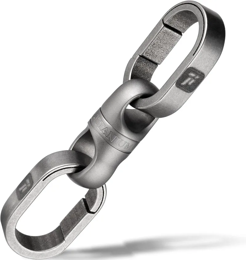 Titanium Alloy Swivel Key Ring Connector, 360° Rotatable Carabiner Keychain EDC Quick Release Buckle for Car Key Outdoor Gadget