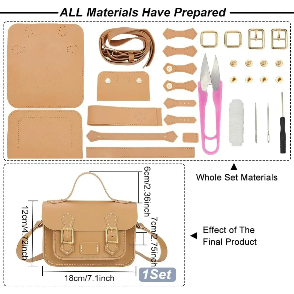 DIY Crossbody Bag Making Kits PU Leather Shoulder Bag Sewing Set with Instruction Handmade Satchel Handbag Making Kit Purse