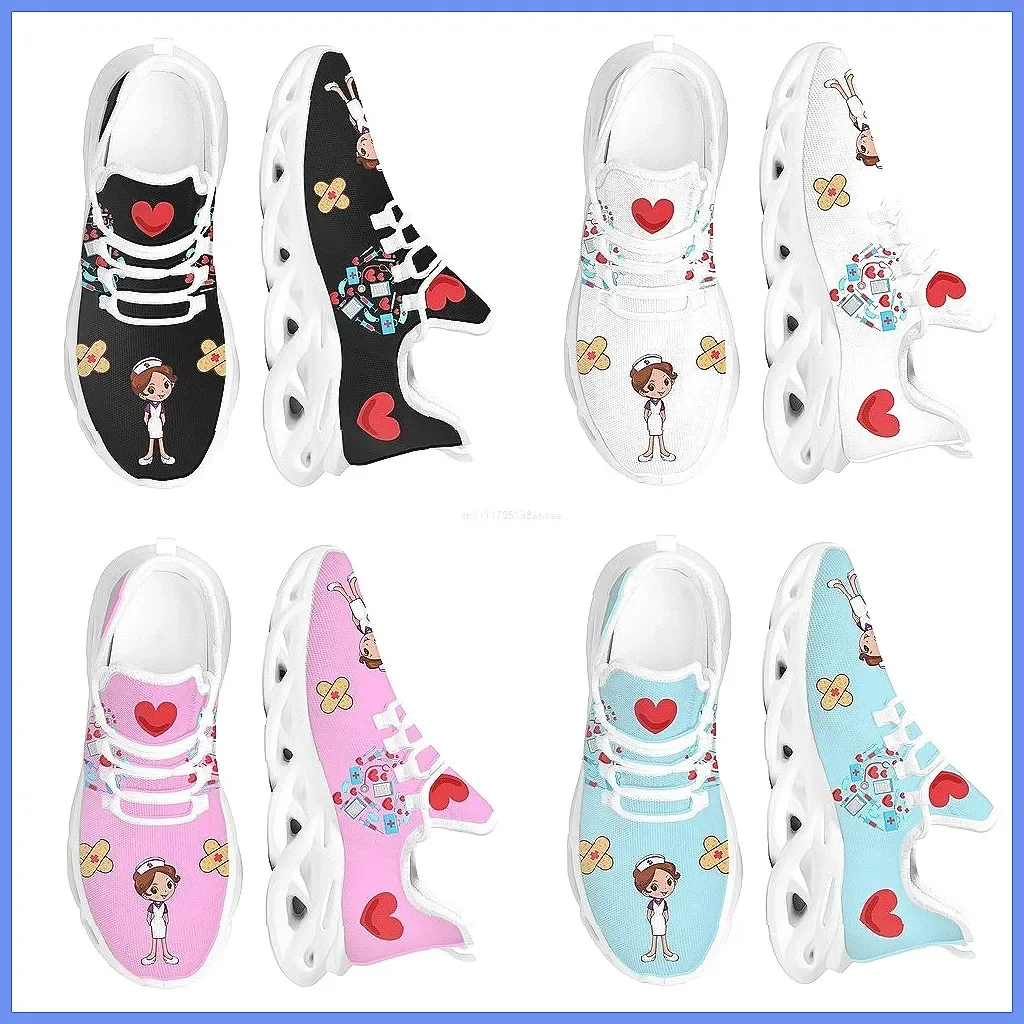 

Women's Breathable Mesh Sneakers with Cute Nurse Pattern, Comfortable Cushioned Work Shoes for Hospital & Outdoor