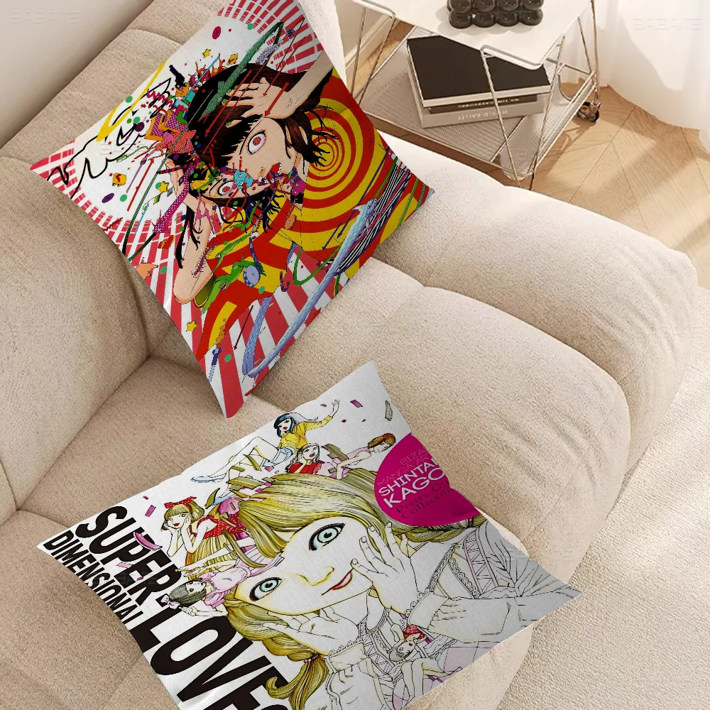 Shintaro Kago Horror Comic Pillow Gift Home Office Decoration Bedroom Sofa Car Cushion Cover Case 45x45