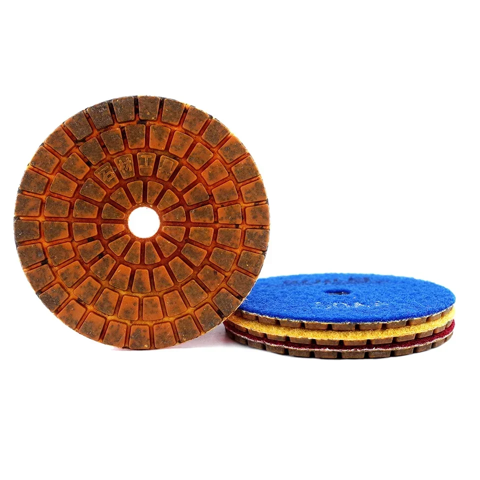 4PCS 4 Inch Diamond Resin Grinding Pads Metal Copper Bond Wet Diamond Polishing Pads  for Granite Marble Stone