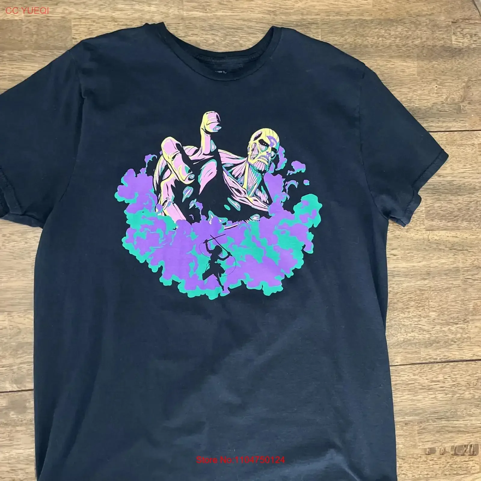 Camiseta Negra de Anime Attack On Titan para Hombre, Talla XL para Adulto, Estilo Vintage Lavado, para Uso Diario, Suave, Cómoda y Elástica
