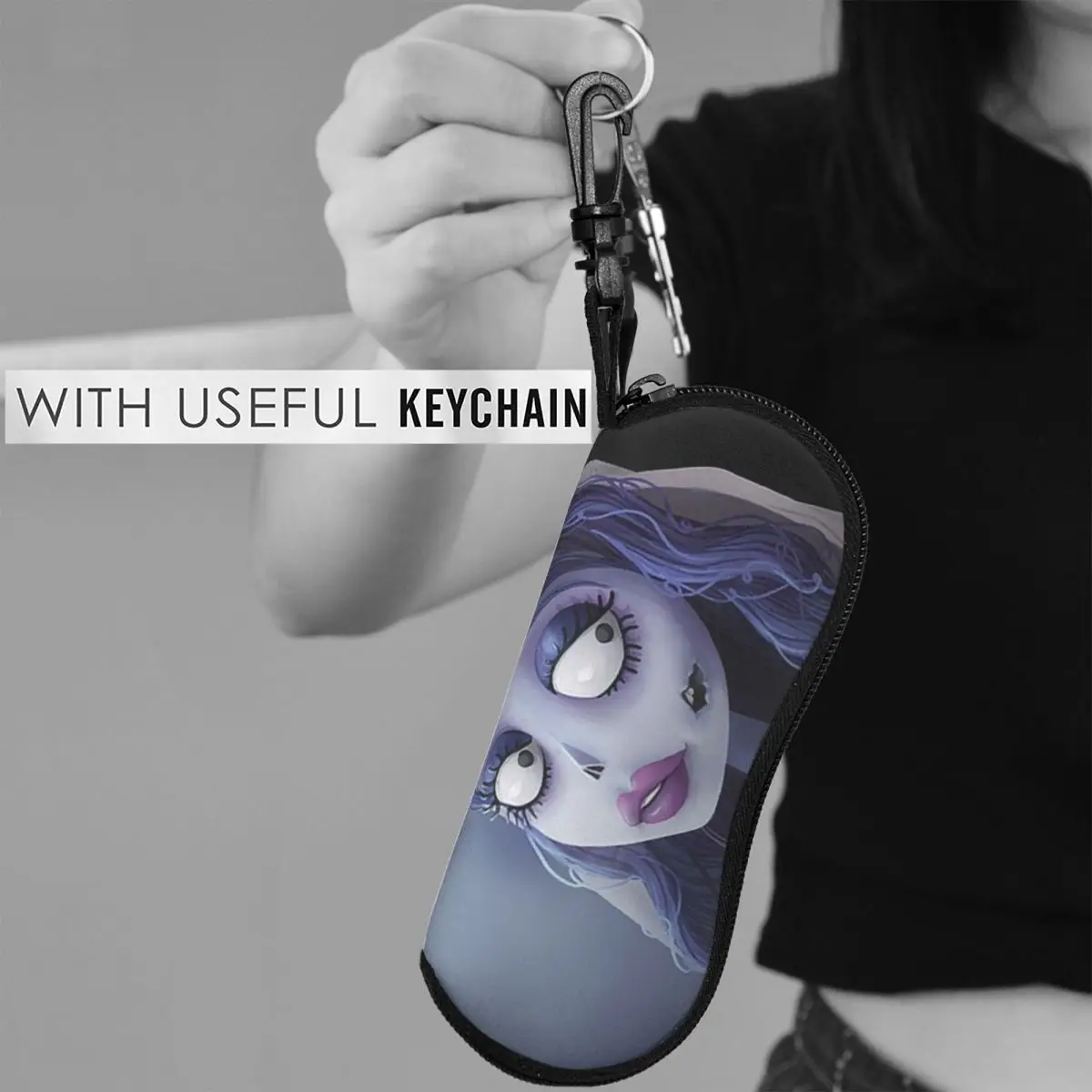 エミリー・ザ・コープス・ブライド シェルメガネケースプロテクター サングラスボックス 女性男性用 ソフト眼鏡バッグポーチ