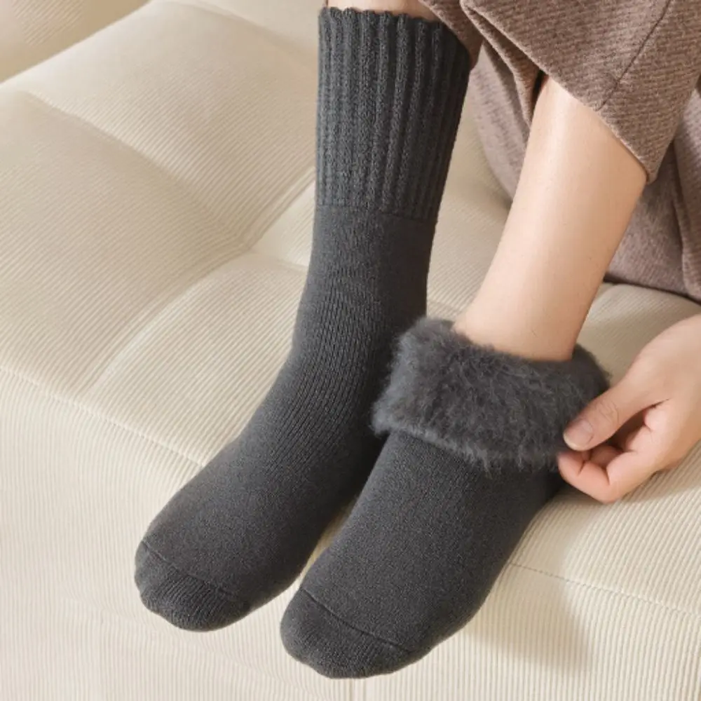 

3Pairs Fashion Simple Thicken Warm Socks Autumn Winter Thermal Wool Socks Hosiery Mid Tube Cashmere Socks Men Sleeping