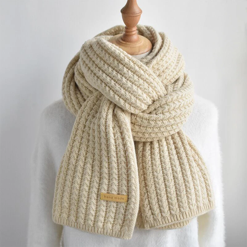 

Winter Warm Women'S Scarf Solid Color Knitted Muffler Easy Match Trend Accessories Windproof Scarves Red Christmas Gift