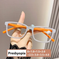 Women's Stylish Reading Glasses Unisex Blue Light Blocking Presbyopia Vintage Ultralight Square HD Lens Eyeglases for Ladies