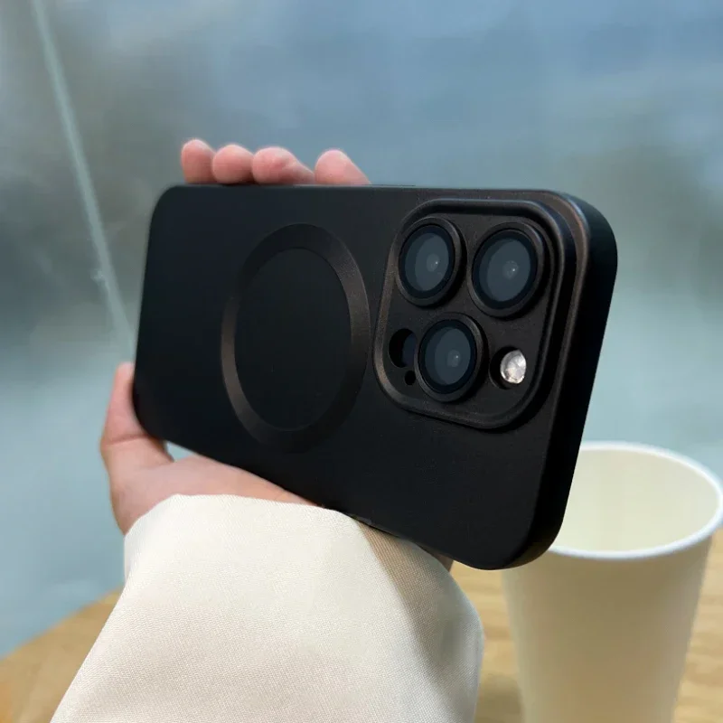 Luxury For Magsafe Matte Silicone Magnetic Wireless Charging Case For iPhone 14 12 13 Pro Max Plus Lens Protect Shockproof Cover