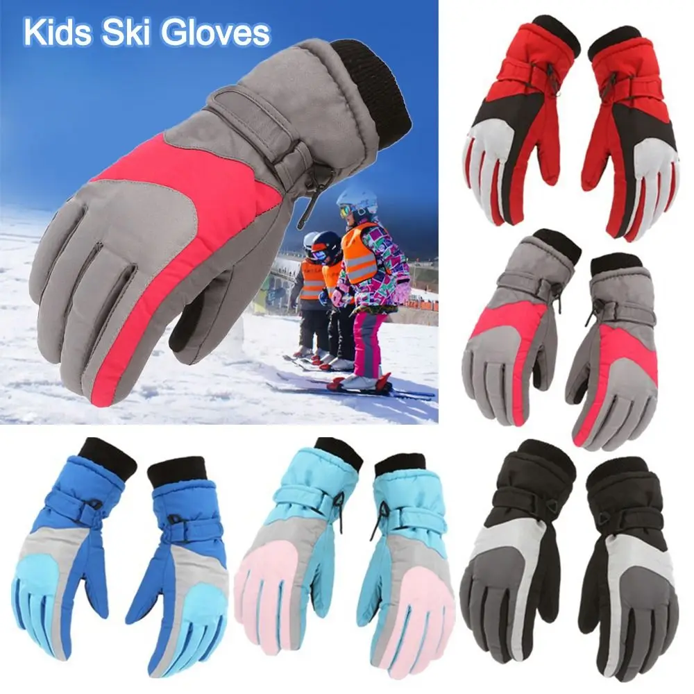 Windproof For Snow Skating Snowboarding Non-slip Children Ski Gloves Thick Warm Sports Riding Gloves Long-sleeved Mittens