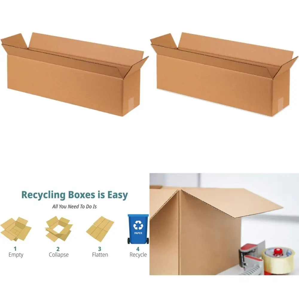 

50-Count Set of 20x8x6 Inch Corrugated Cardboard Boxes for Packing, Shipping, and Moving