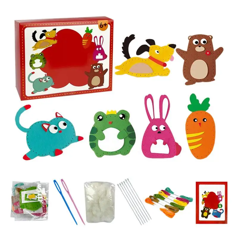 

Children Sewing Animals Craft Kit Forest Creatures DIY Sewing Felt Plush Animals Educational Sewing Set for Kids Beginners Gifts