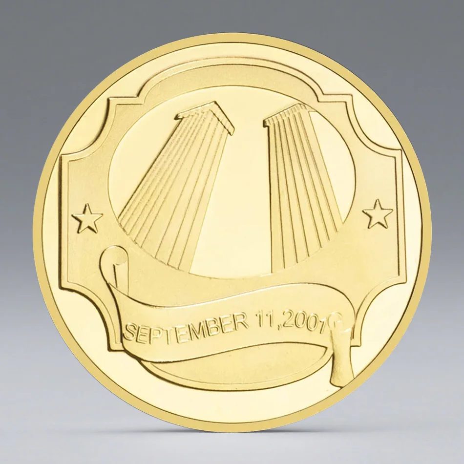 September 11 Terrorist Attacks Souvenir Coin Never Forget American Heroes Gold Plated Commemorative Coin