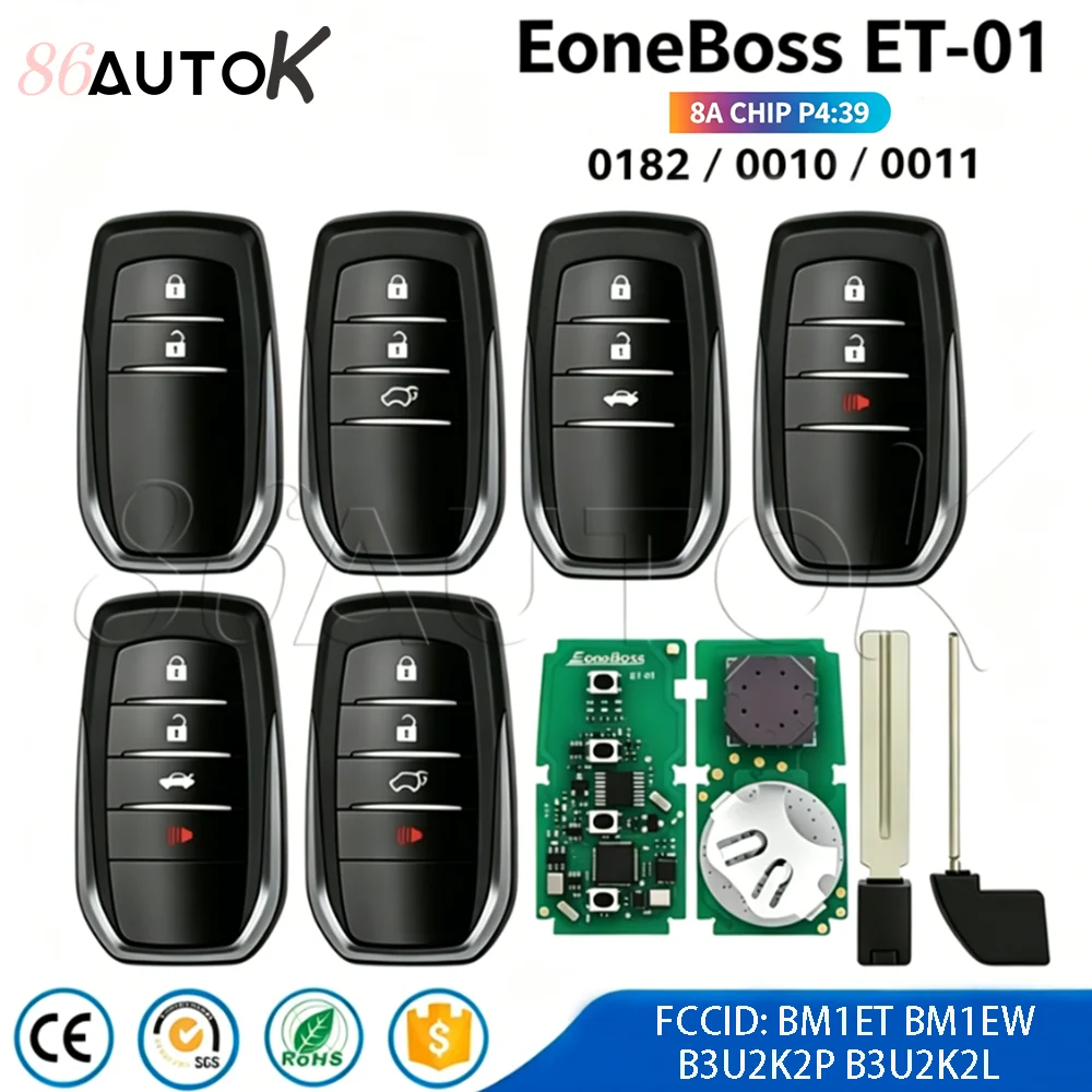 New Smart Remote Key For Toyota Hilux Innova Fortuner SW4 8A CHIP P4:39 BM1ET BM1EW B3U2K2P B3U2K2L Board Number 0182 0010 0011