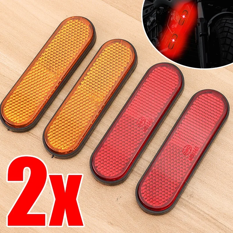 

1/2PCS Motorcycle Safety Reflector Sticker Universal E-Bike Car Truck Rear Warning Strip Adhesive Fender Mudguard Marker Decal