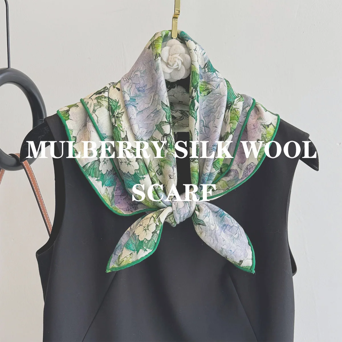 

Шарф из 100% натуральной шелковой шерсти с принтом, хиджаб, шаль, повязка на голову, квадратные шарфы, шейный платок для волос, головной платок-пончо