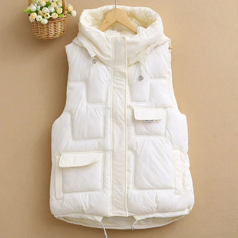 

Down Cotton Vest Women's 2023 Fashion Autumn Winter New Korean Sleeveless Loose Casual Short Waistcoat Coat Female Outerwear