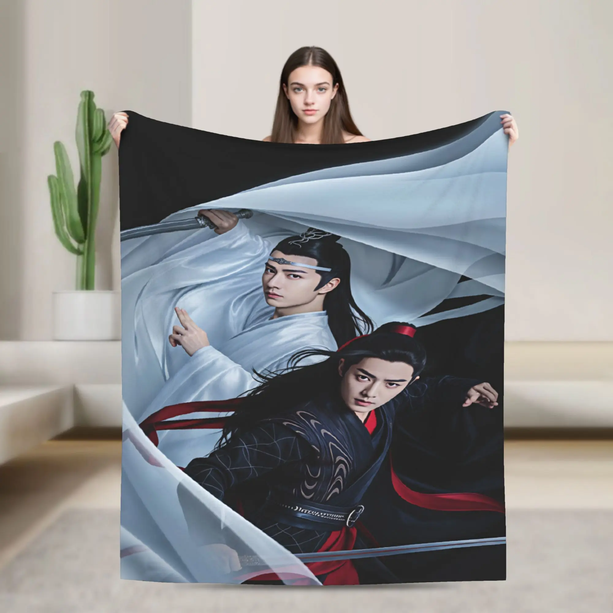 WangXian Bunny Mo Dao Zu Shi The Untamed Flannel Blankets Warm Bedding Throws for Home Decor Office Bedspread Sofa Bed Cover