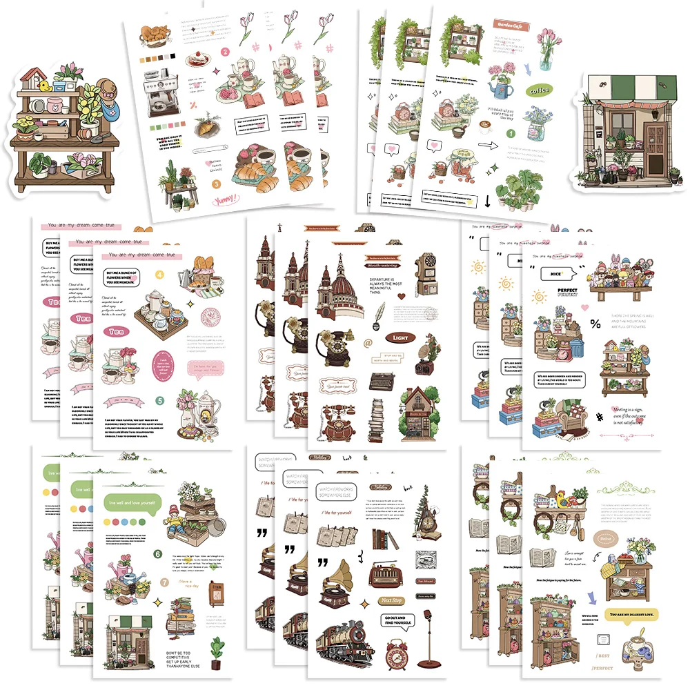 8/16/32pcs Garden Cafe Desserts Sticker Sheets for Kids Sweet DIY Puzzle Stickers Children Birthday Gifts Party Decals