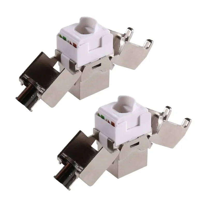 Type Zinc Alloy Cat6 Keystone Jack Connector Module 2PCS Cat6 RJ45 STP Tool-Less For 22 To 26 AWG Cable