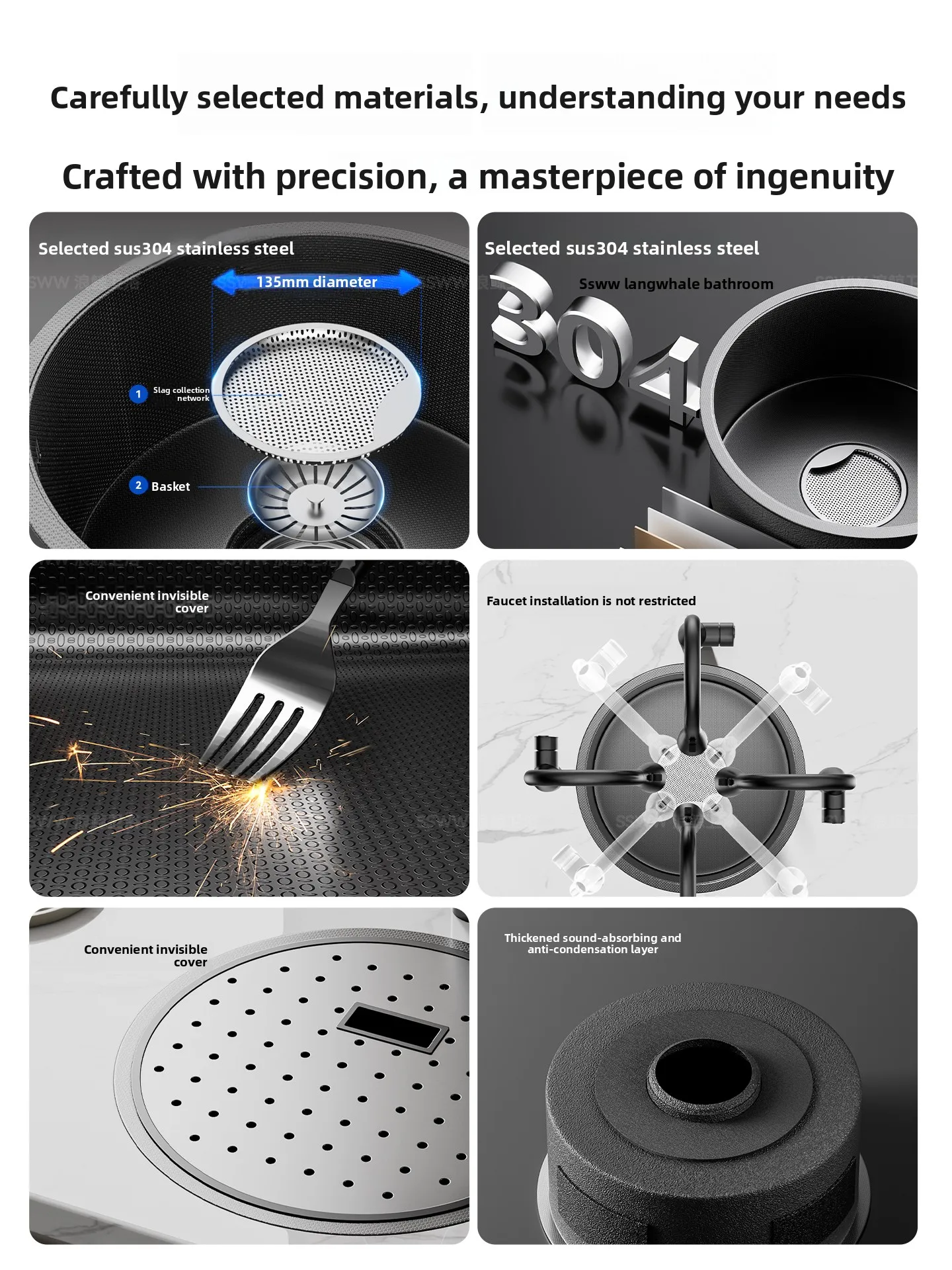 Wave Whale Bar Sink Round Sink Mini Small Size Island Integrated Middle Island Countertop Pool Stainless Steel Sink R28