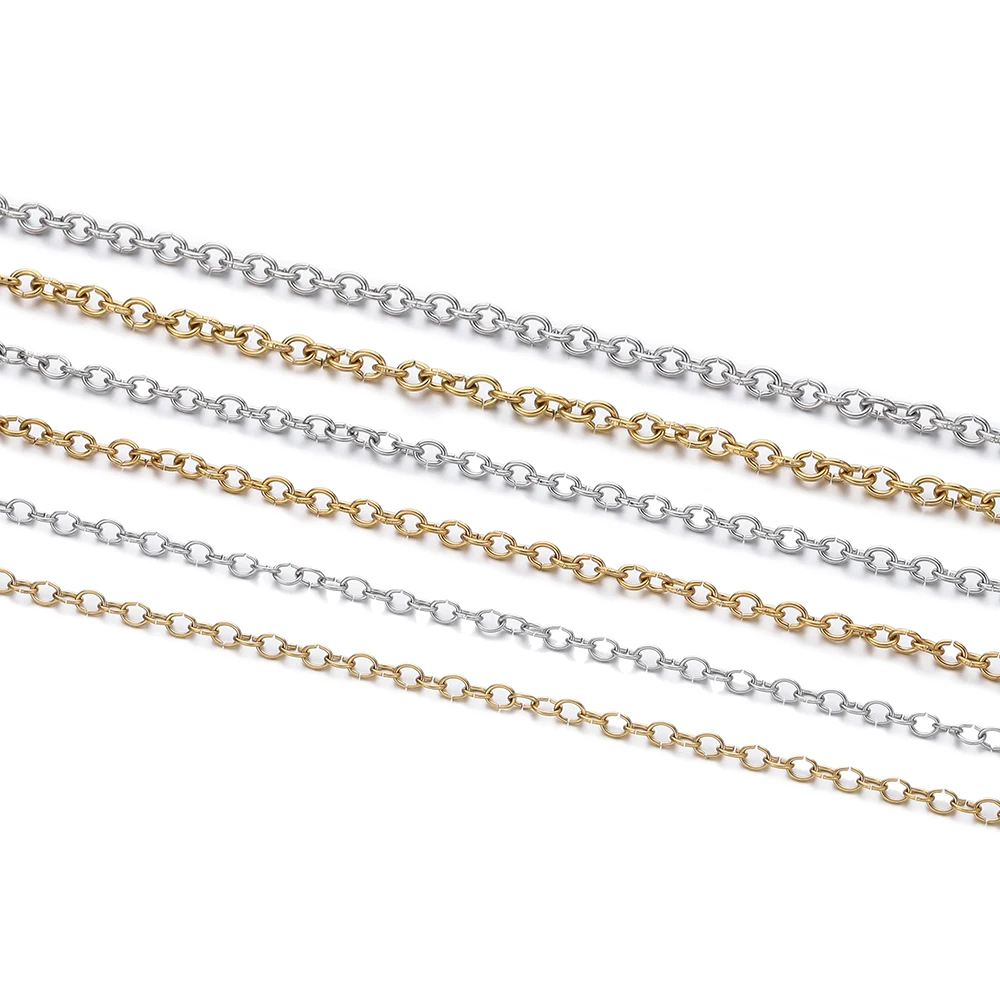 1Meter/Pack 304 Stainless Steel 3 Sizes Round Rings Handmade Chains for DIY Necklace Bracelets Jewelry Making Accessories