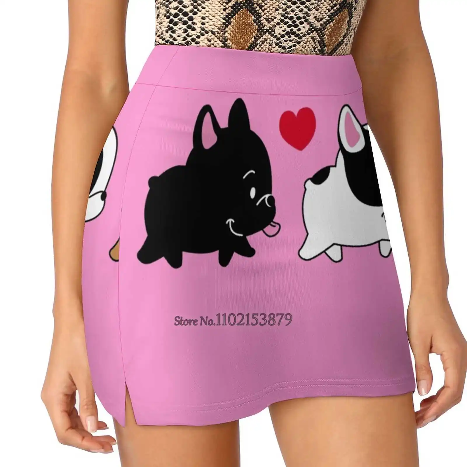 Frenchie Family Summer Women's shorts Skirt 2 In 1 Fitness Yoga Skirt Tennis Skirts Pug Frenchie Frenchy Bulldog Baby Doggy Cute