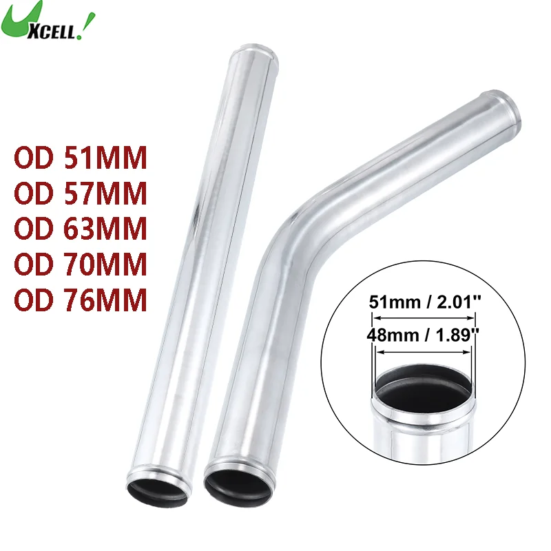 UXCELL Universal 500mm Auto Car Tubo de entrada de aire Tubo 500mm Longitud 51/57/63/70/76mm OD 45 ° /180 °   Intercooler de tubo de aleación de aluminio