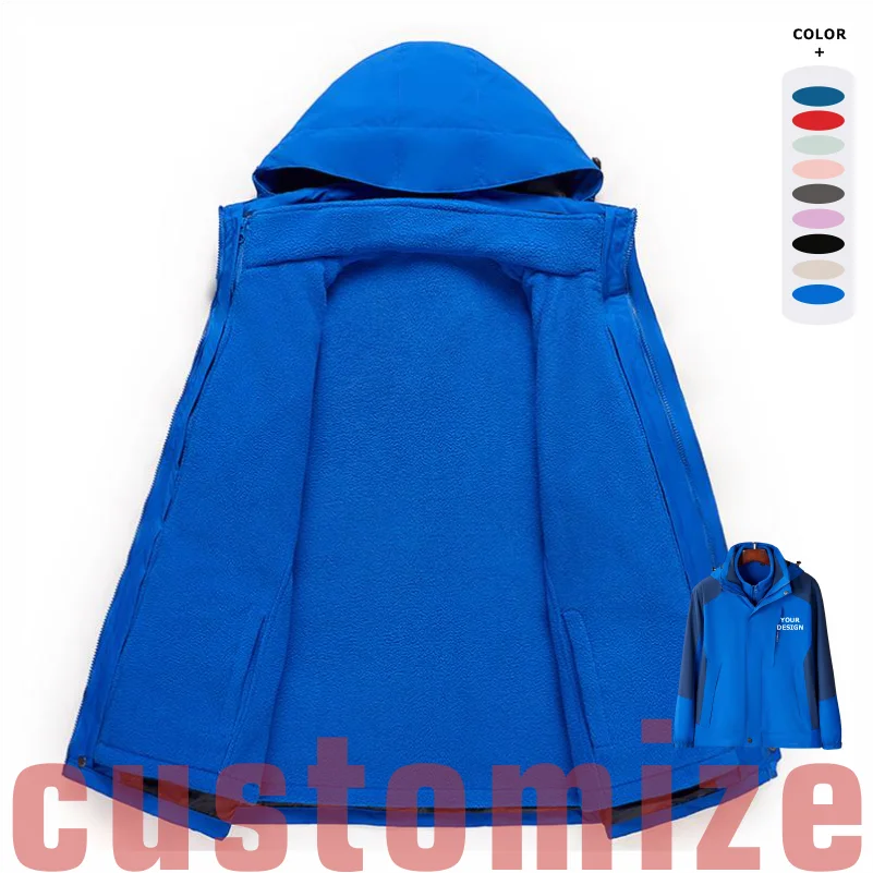 

Толстая походная куртка 3 в 1, треккинговая ветровка, индивидуальный дизайн, спортивная куртка на открытом воздухе, зимние теплые флисовые водонепроницаемые пальто