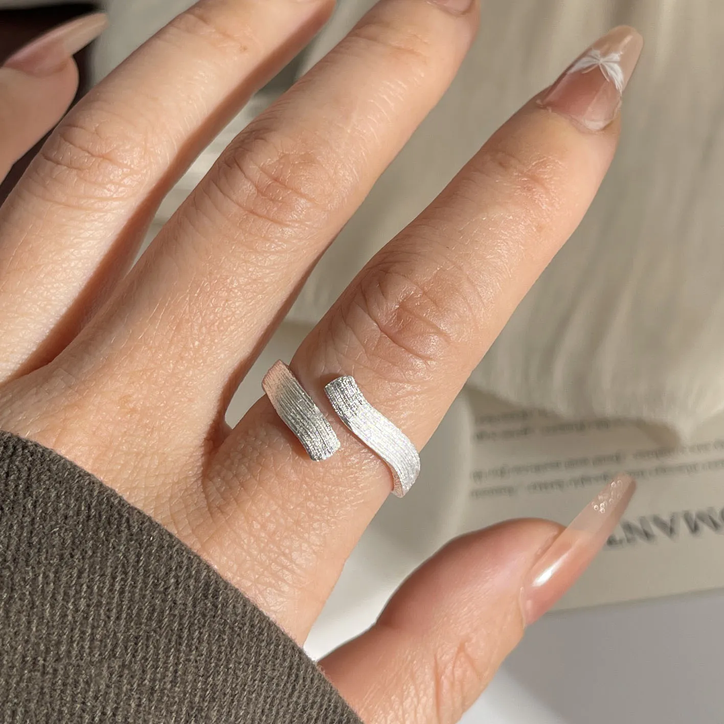خواتم من الفضة الإسترليني عيار 925 للنساء والأزواج، خاتم ضيق بسيط مصنوع يدويًا، هدية مجوهرات راقية تمنع الحساسية #6