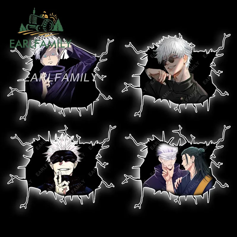 EARLFAMILY 13cm x 10.6cm for Crack Anime Gojo Satoru Car Stickers Windows Auto Decal Motorcycle Funny Surfboard Caravan Decor