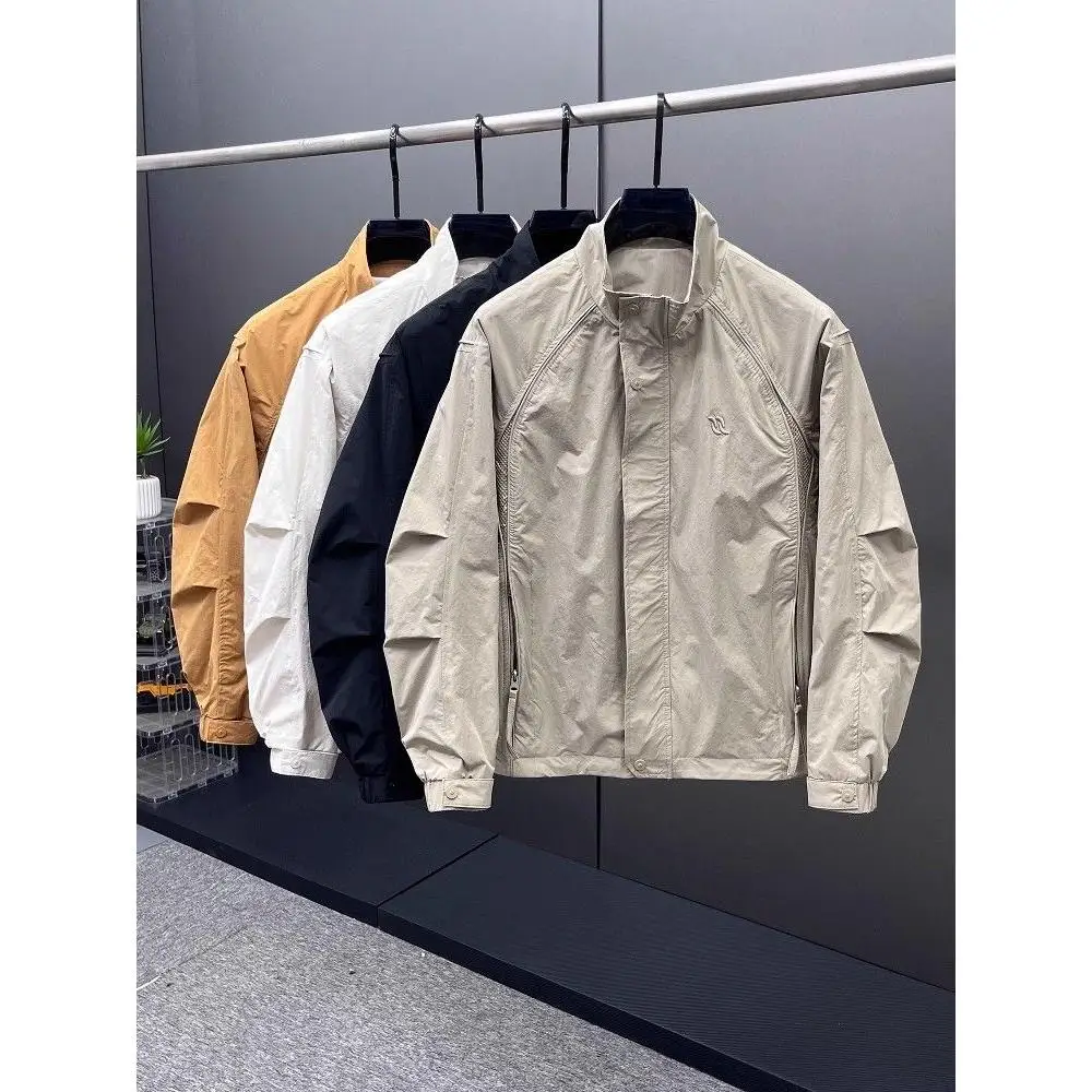 

Trendy Men's Patchwork Workwear Stand Collar Jaet Haome Personali Matching Outerwear Versatile Spring Autumn Jaet