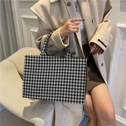 Woman Tote Bag Large Capacity Ladies Luxury Designer Handbags For Women PU Leather Striped Square Vintage Top Handle Shopper Bag