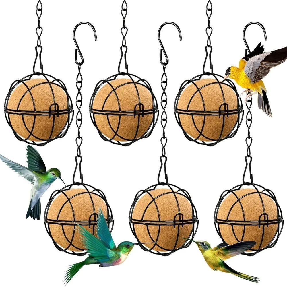 

Metal Hanging Ball Bird Feeder Closed Design Rust Resistant Bird Food Container with Hanging Chain Durable Fat Ball Holder