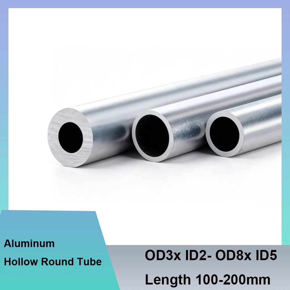 Aluminum Hollow Round Tube OD3x ID2- OD8x ID5 Manufacturing Accessories Metal Transmission Shaft Tube Length 100-200mm