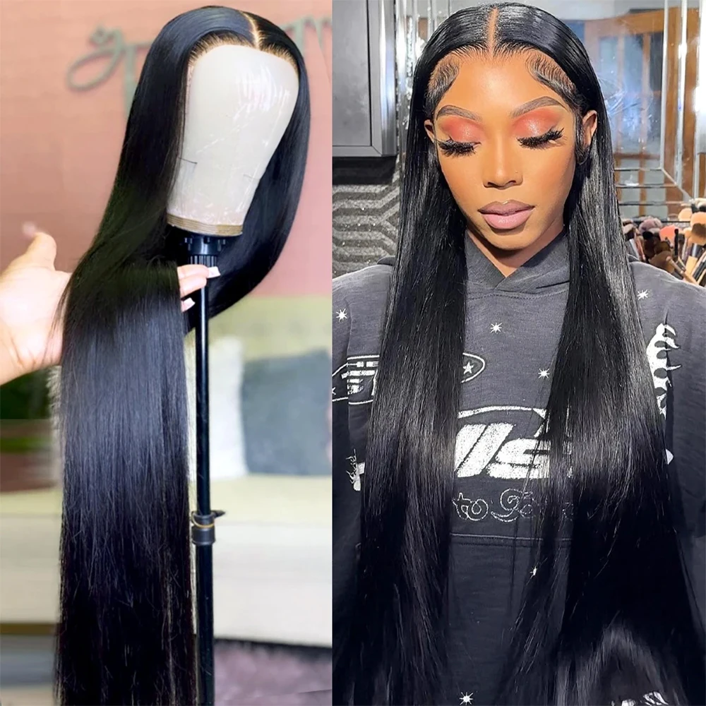 Glueless Straight 7x5 Human Hair Wigs Ready To Wear 13x4 Lace Frontal Wigs Bleached knots Preplucked For Women Pre Cut No Glue