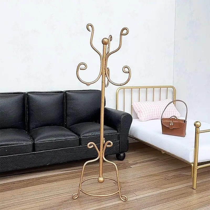 1/12 Dollhouse Simulation Mini Coat Rack Model Doll Home Bedroom Coat Hanger Furniture Decor Toy Doll Living Scene Ornaments Toy